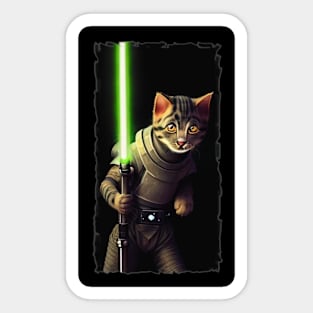 Fun Cat Print ~ AI Art ~ Fantasy Cat ~ Sci-fi Cat ~ Cats with Lightsabers Sticker